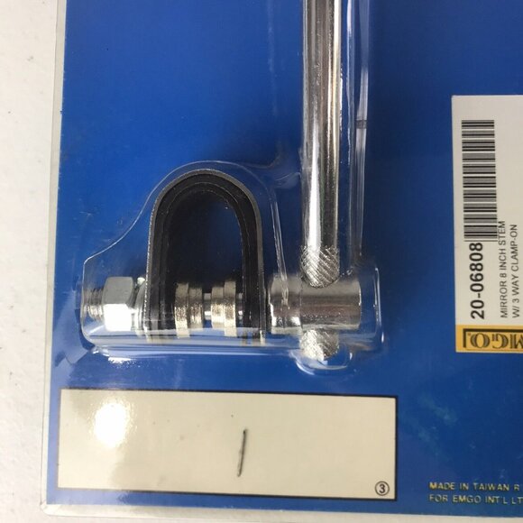 Emgo Motorcycle Mirror 8 Inch Stem w/ 3 Way Clamp-On Part No. 20-06808 - Picture 3 of 6